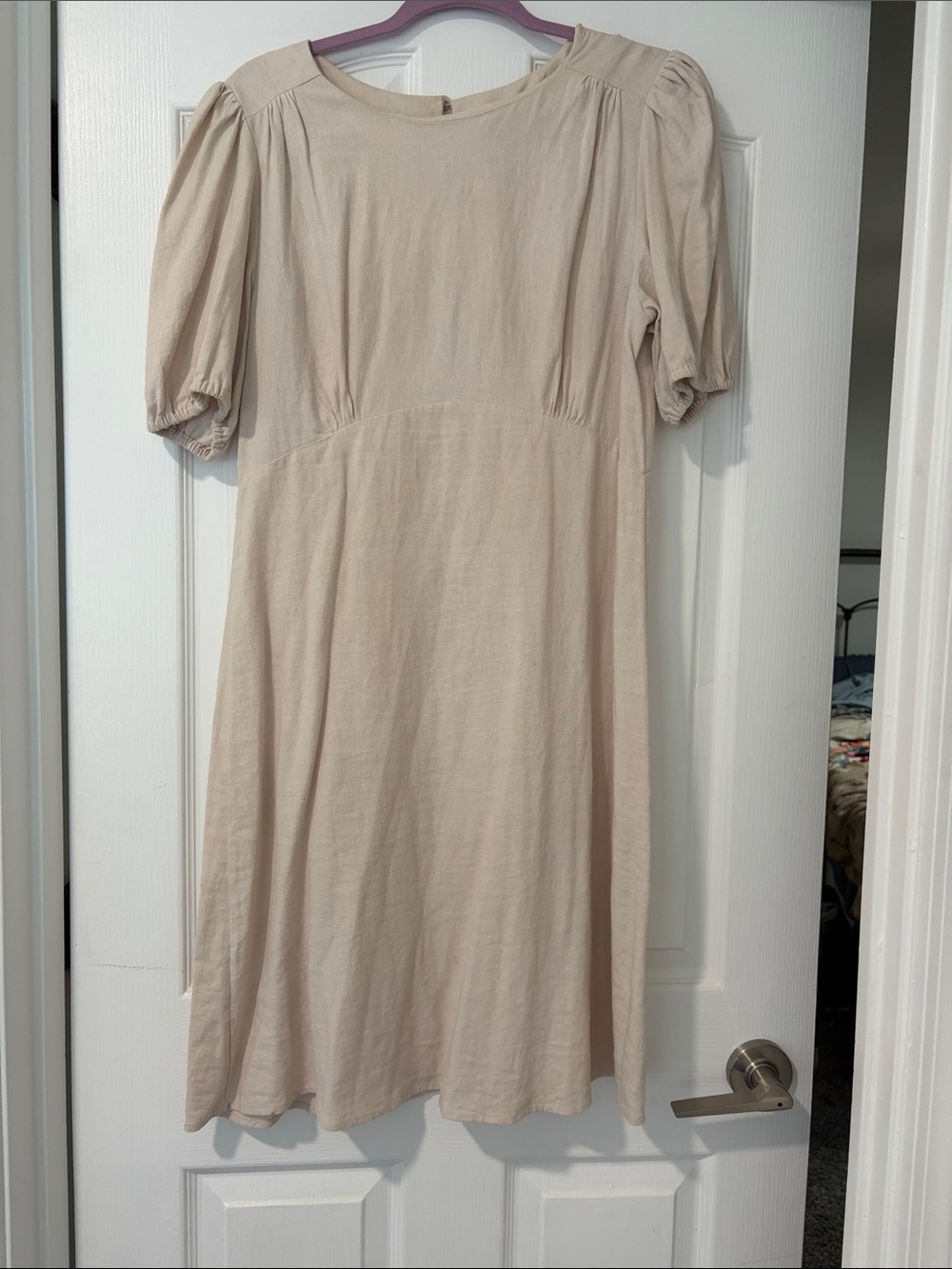 DownEast Cream Puff-Sleeve Midi Dress